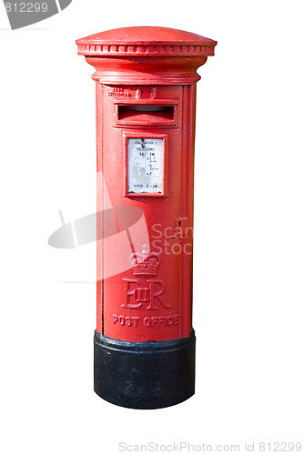 Image of Classic british pillar box isolated on white