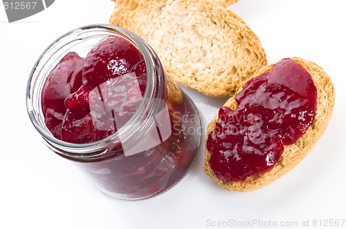 Image of Breakfast of cherry jam on toast
