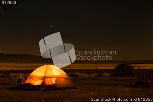 Image of Camping at night
