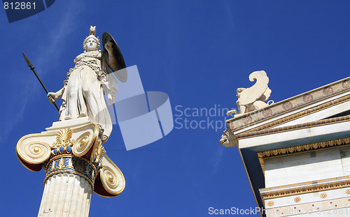 Image of Statue of Athena outside Academy of Athens, Greece