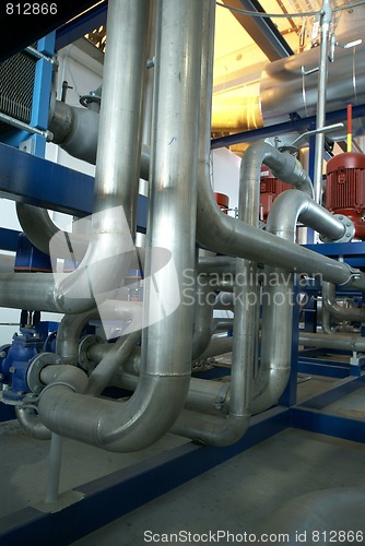 Image of Equipment, cables and piping as found inside of a modern industr