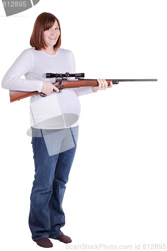 Image of Pregnant Lady with Riffle