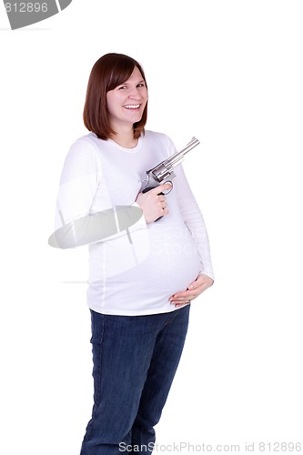 Image of Pregnant Mother With Gun