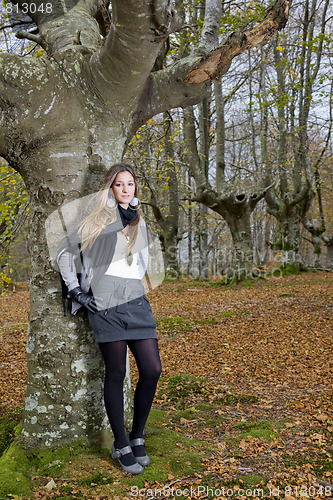 Image of girl fall forest
