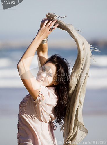 Image of young pretty girl beach