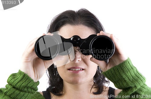 Image of isolated girl searching for business