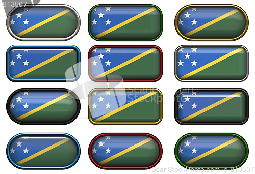 Image of twelve buttons of the Flag of Solomon Islands