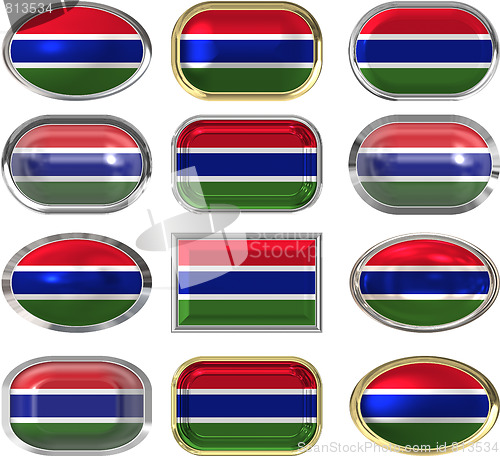 Image of twelve buttons of the Flag of Gambia