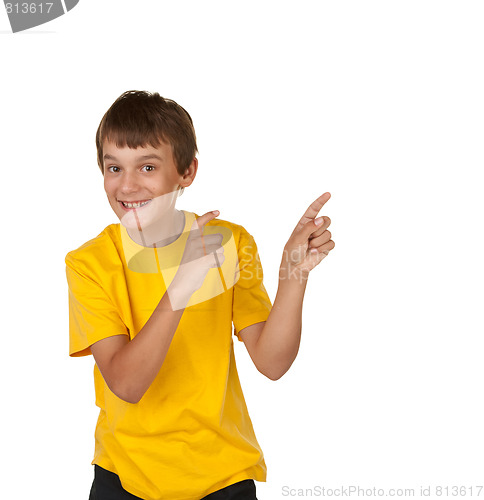 Image of boy pointing to copyspace