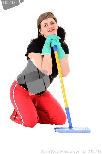 Image of woman with a mop