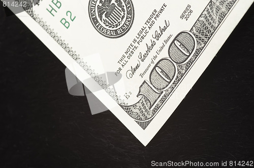 Image of One Hundred dollar note on black fur