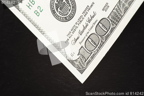 Image of One Hundred dollar note on black fur