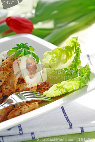 Image of Chicken stripes with salad