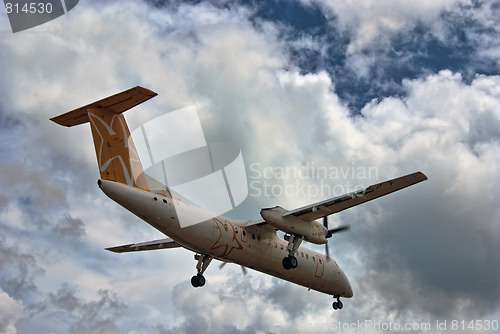 Image of Plane in Maho Bay, Saint Maarten Coast, Dutch Antilles