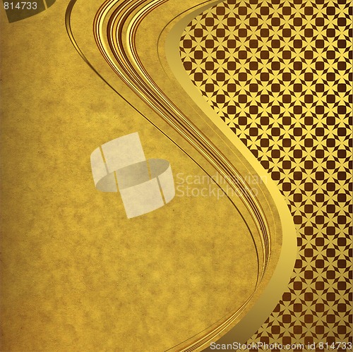 Image of Old paper with elegance golden wave lines