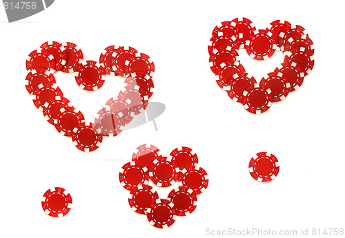 Image of valentine made of poker chips