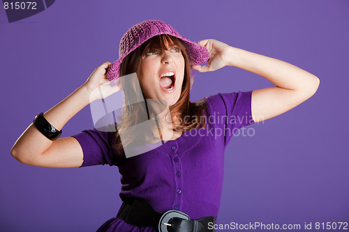 Image of Beautiful woman yelling