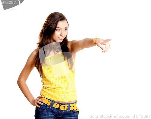 Image of Young girl pointing