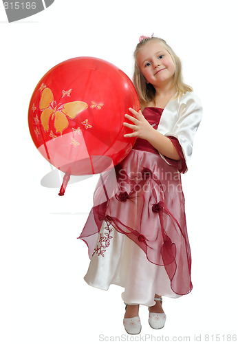 Image of Girl playing with balloon.