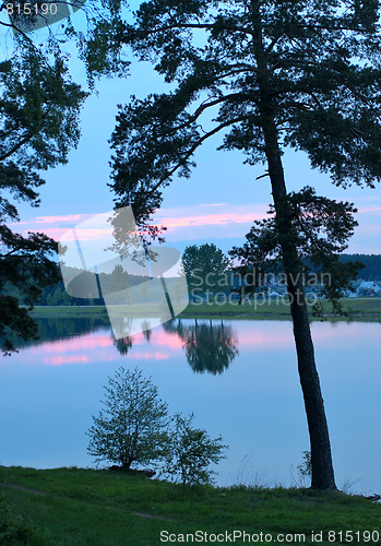 Image of Sunset over lake