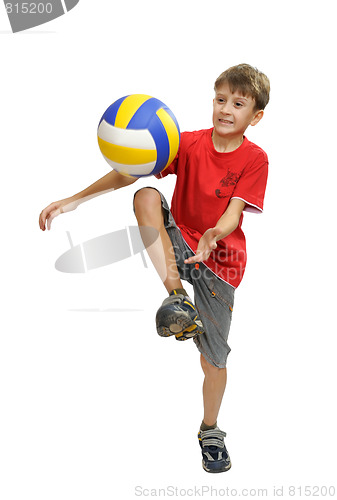 Image of The boy with the ball, isolated.