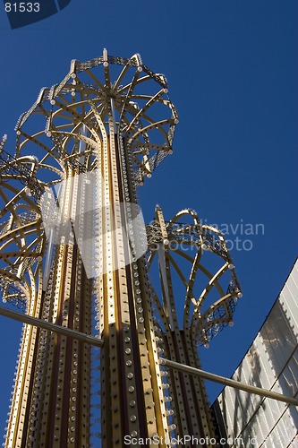 Image of Metal Umbrellas with Bulbs and Lights in Las Vegas