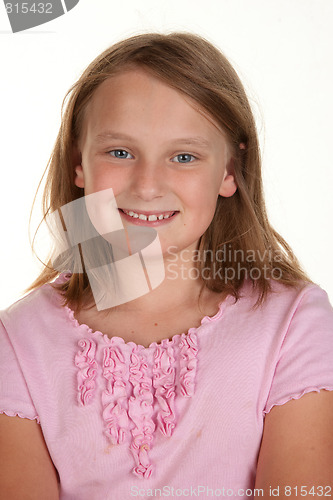 Image of young girl portrait on white