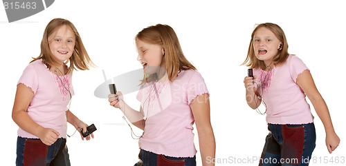 Image of images of young girl dancing with mp3