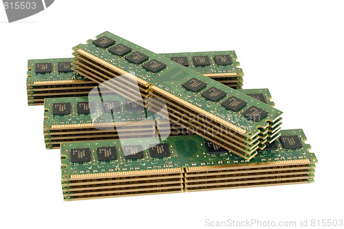 Image of 4 pile of computer memory modules