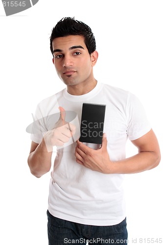 Image of Guy showing product thumbs up