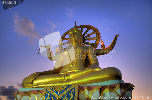 Image of big buddha on samui island at sunset