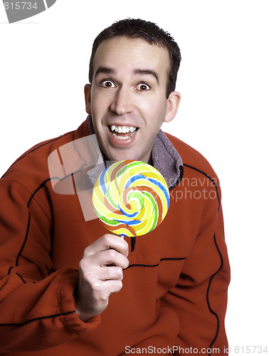 Image of Man Holding Lollipop