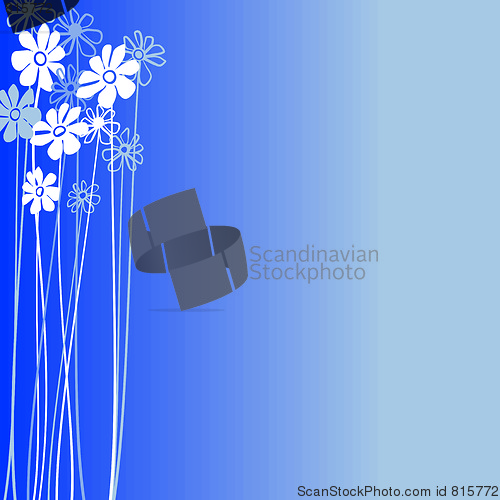 Image of Creative Design With Flowers on a Blue Background