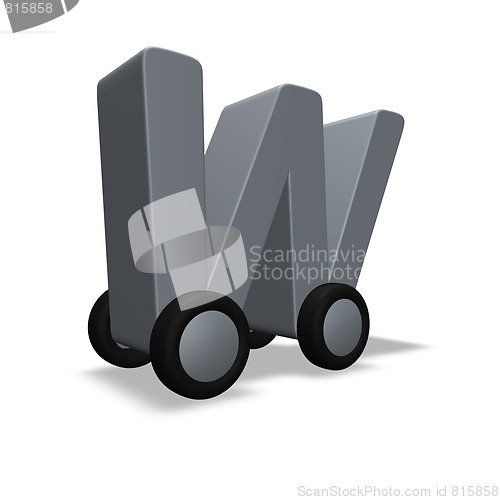 Image of letter w on wheels