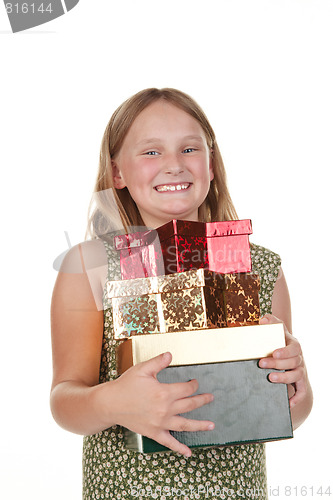 Image of happy girl with presents