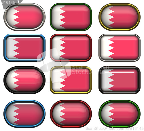 Image of twelve buttons of the Flag of Bahrain