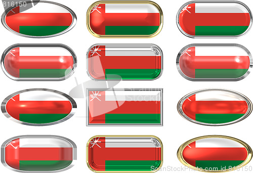 Image of twelve buttons of the Flag of Oman