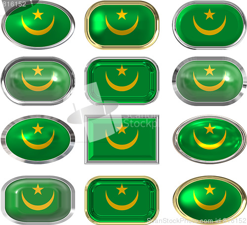 Image of twelve buttons of the Flag of Mauritana