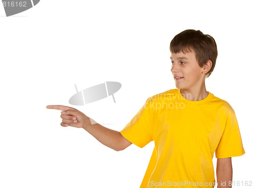 Image of boy pointing to copyspace