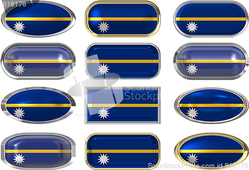 Image of twelve buttons of the Flag of Nauru