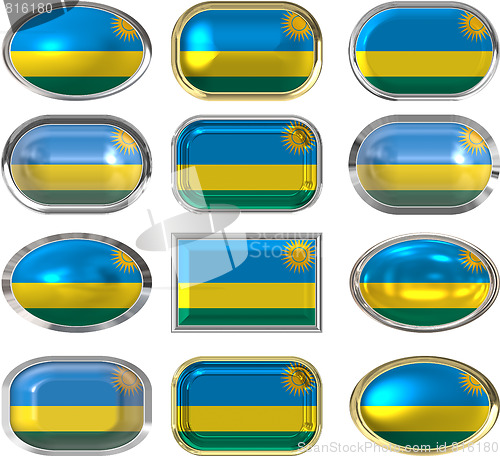 Image of twelve buttons of the Flag of Rwanda