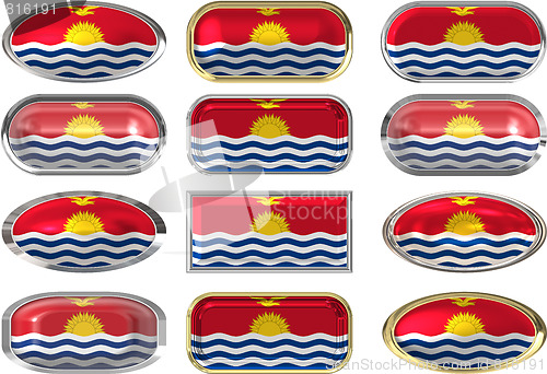 Image of twelve buttons of the Flag of Kiribati