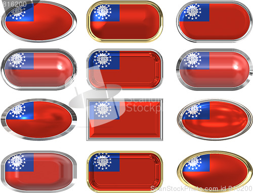 Image of twelve buttons of the Flag of Myanmar