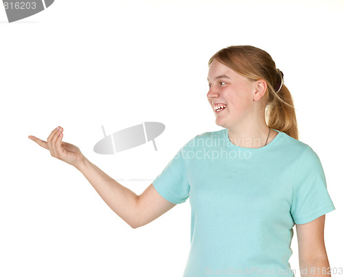 Image of teenage girl gesturing
