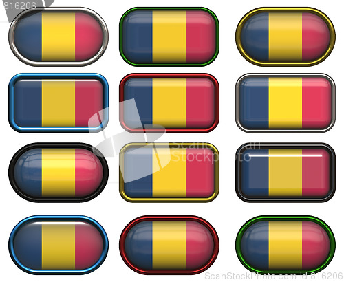 Image of twelve buttons of the Flag of Chad