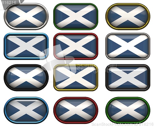 Image of 12 buttons of the Flag of Scotland