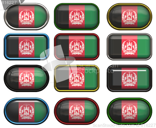 Image of twelve buttons of the Flag of afghanistan