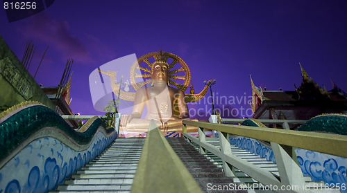 Image of big buddha on samui island after sunset