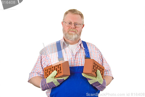 Image of Bricklayer with two bricks