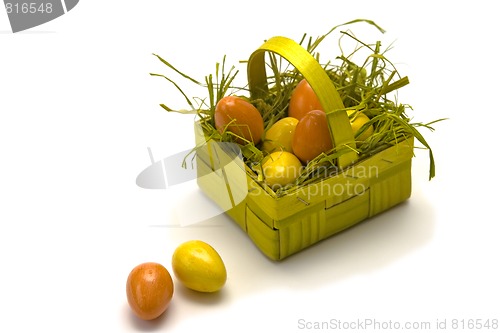 Image of Easter eggs and basket